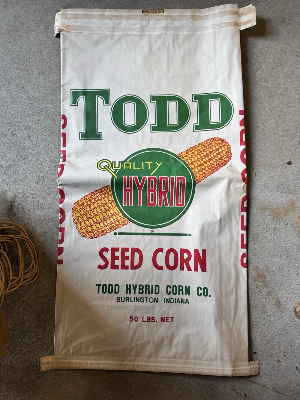 Vintage 1969 Todd Quality Hybrid Seed Corn Bag Burlington Indiana 50 Lb Farm